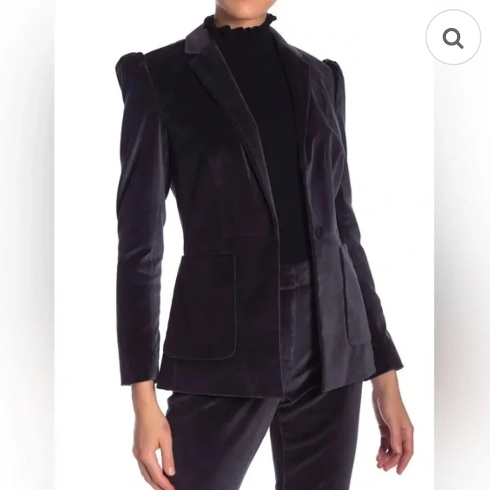 Rebecca Taylor Blue Stretch Velvet Blazer